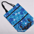 Schöne Farben-Blumen-faltbare Einkaufslaufkatzen-Taschen-Einkaufslaufkatzen-Taschen-Rad-Polyester-Einkaufstasche